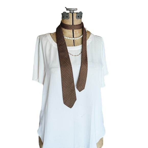 Christian Dior vintage retro 100% silk geometric square slim tie necktie 3” w - Picture 2 of 5